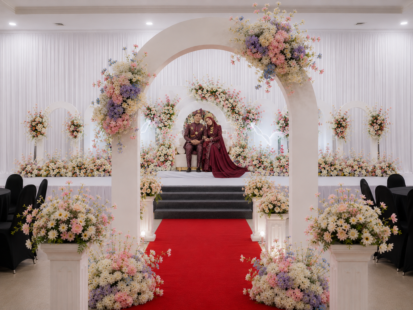 Wedding stage and pelamin setup by DIMENC LEGACY partner